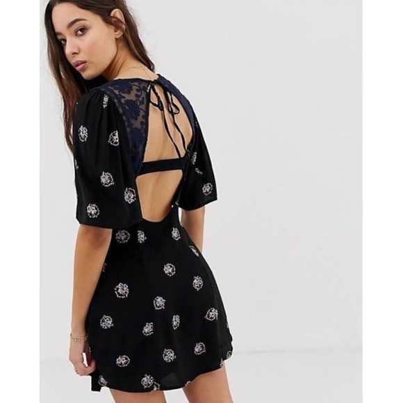 NWT Free People Mockingbird Embroidered Mesh Inset Minidress - Picture 5 of 11